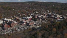 5.7K aerial stock footage of approaching downtown area of the city, Montpelier, Vermont Aerial Stock Footage | DX0002_218_007