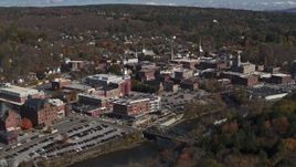 5.7K aerial stock footage of flying away from the downtown area of the city, Montpelier, Vermont Aerial Stock Footage | DX0002_218_008