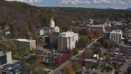 5.7K aerial stock footage stationary view of government office and state capitol building, Montpelier, Vermont Aerial Stock Footage | DX0002_218_014