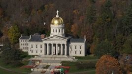 5.7K aerial stock footage of the front of the Vermont State House in Montpelier Aerial Stock Footage | DX0002_218_043