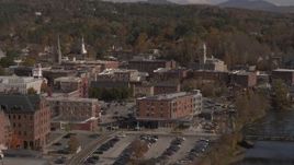 5.7K aerial stock footage flyby brick office buildings in Montpelier, Vermont Aerial Stock Footage | DX0002_218_046