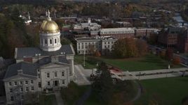 5.7K aerial stock footage orbit the golden dome of the Vermont State House in Montpelier Aerial Stock Footage | DX0002_219_004