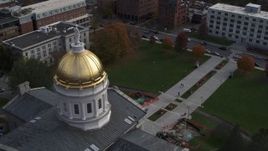 5.7K aerial stock footage circling Vermont State House dome in Montpelier Aerial Stock Footage | DX0002_219_005
