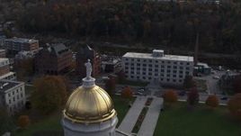 5.7K aerial stock footage of orbiting a government office building seen from the capitol in Montpelier, Vermont Aerial Stock Footage | DX0002_219_010