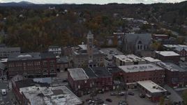 5.7K aerial stock footage of flying away from city hall and downtown buildings, Montpelier, Vermont Aerial Stock Footage | DX0002_219_032