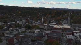 5.7K aerial stock footage of orbiting church steeples and downtown buildings, Montpelier, Vermont Aerial Stock Footage | DX0002_219_038