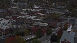 5.7K aerial stock footage of orbiting Asiana House and downtown buildings, Montpelier, Vermont Aerial Stock Footage | DX0002_219_039