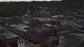 5.7K aerial stock footage of flying by city hall in downtown, Montpelier, Vermont Aerial Stock Footage | DX0002_219_043