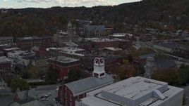 5.7K aerial stock footage of a reverse view of city hall in downtown, Montpelier, Vermont Aerial Stock Footage | DX0002_219_044