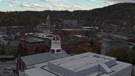 5.7K aerial stock footage fly over US Postal Service building to approach city hall in downtown, Montpelier, Vermont Aerial Stock Footage | DX0002_219_046