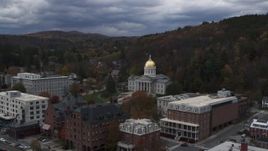 5.7K aerial stock footage of a wide orbit of the capitol building and grounds, Montpelier, Vermont Aerial Stock Footage | DX0002_219_050