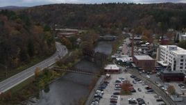 5.7K aerial stock footage orbit bridges spanning the Winooski River, Montpelier, Vermont Aerial Stock Footage | DX0002_219_055