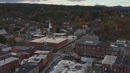 5.7K aerial stock footage of approaching the Blanchard Building and City Center in Montpelier, Vermont Aerial Stock Footage | DX0002_219_059
