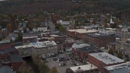 5.7K aerial stock footage of orbiting brick buildings in downtown, Montpelier, Vermont Aerial Stock Footage | DX0002_219_061
