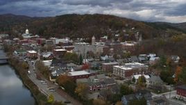 5.7K aerial stock footage approach and orbit city hall at sunset, Montpelier, Vermont Aerial Stock Footage | DX0002_220_003