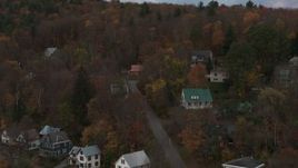 5.7K aerial stock footage of orbiting homes on a hill at sunset, Montpelier, Vermont Aerial Stock Footage | DX0002_220_039