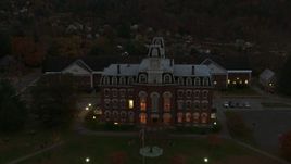 5.7K aerial stock footage of the Vermont College of Fine Arts at twilight, Montpelier, Vermont Aerial Stock Footage | DX0002_220_047