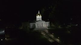 5.7K aerial stock footage of orbiting the Vermont State Capitol at night, Montpelier, Vermont Aerial Stock Footage | DX0002_221_001