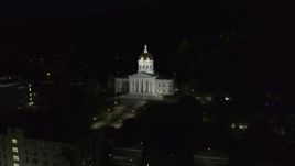 5.7K aerial stock footage of circling the Vermont State Capitol at night, Montpelier, Vermont Aerial Stock Footage | DX0002_221_002