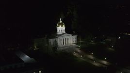 5.7K aerial stock footage of an orbit of the Vermont State Capitol at night, Montpelier, Vermont Aerial Stock Footage | DX0002_221_003
