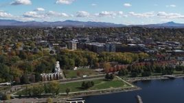 5.7K aerial stock footage of the downtown area of the city seen from park in Burlington, Vermont Aerial Stock Footage | DX0002_222_001