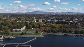 5.7K aerial stock footage of orbiting the downtown area and Waterfront Park in Burlington, Vermont Aerial Stock Footage | DX0002_222_002