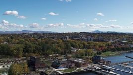 5.7K aerial stock footage of the downtown area seen from lakefront buildings, Burlington, Vermont Aerial Stock Footage | DX0002_222_005