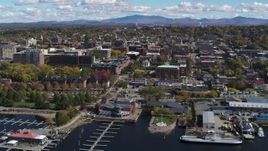 5.7K aerial stock footage of circling downtown, seen from Lake Champlain, Burlington, Vermont Aerial Stock Footage | DX0002_222_016