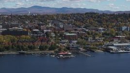 5.7K aerial stock footage of a view of city buildings in downtown, Burlington, Vermont Aerial Stock Footage | DX0002_222_037