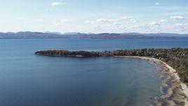 5.7K aerial stock footage of waterfront homes by Appletree Point on Lake Champlain, Burlington, Vermont Aerial Stock Footage | DX0002_223_008