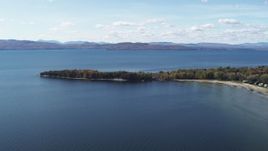 5.7K aerial stock footage of a few waterfront homes on Appletree Point by Lake Champlain, Burlington, Vermont Aerial Stock Footage | DX0002_223_009