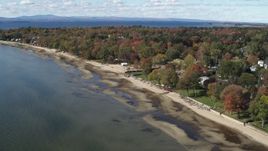 5.7K aerial stock footage of orbiting beachfront homes on the shore of Lake Champlain, Burlington, Vermont Aerial Stock Footage | DX0002_223_016
