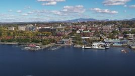 5.7K aerial stock footage of downtown buildings and marinas, Burlington, Vermont Aerial Stock Footage | DX0002_224_006