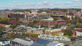 5.7K aerial stock footage descend and orbit office building in downtown, Burlington, Vermont Aerial Stock Footage | DX0002_224_032