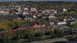 5.7K aerial stock footage approach and orbit office building in downtown, Burlington, Vermont Aerial Stock Footage | DX0002_224_036