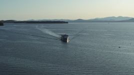 5.7K aerial stock footage tracking a ferry on Lake Champlain near Burlington, Vermont Aerial Stock Footage | DX0002_224_042