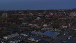 5.7K aerial stock footage circling around the downtown area at twilight, Burlington, Vermont Aerial Stock Footage | DX0002_225_045