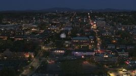 5.7K aerial stock footage orbit the city's downtown area lit up for the night, Burlington, Vermont Aerial Stock Footage | DX0002_226_023