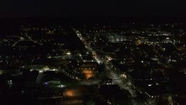 5.7K aerial stock footage of an orbit of office buildings on Battery Street lit up for nighttime, Burlington, Vermont Aerial Stock Footage | DX0002_226_039