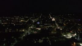 5.7K aerial stock footage of downtown buildings and streets at nighttime, Burlington, Vermont Aerial Stock Footage | DX0002_226_048