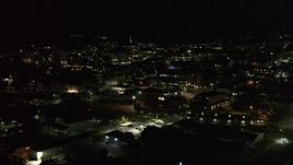 5.7K aerial stock footage of office buildings in downtown at night, Burlington, Vermont Aerial Stock Footage | DX0002_226_050