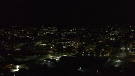 5.7K aerial stock footage ascend and orbit the downtown area at night, Burlington, Vermont Aerial Stock Footage | DX0002_226_061