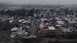 5.7K aerial stock footage of passing by the small town of Leavenworth, Washington Aerial Stock Footage | DX0002_227_005