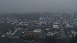 5.7K aerial stock footage of circling Christmas trees as it snows, Leavenworth, Washington Aerial Stock Footage | DX0002_227_023