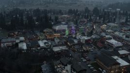 5.7K aerial stock footage circling above town while focused on Christmas trees, Leavenworth, Washington Aerial Stock Footage | DX0002_227_041