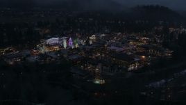 5.7K aerial stock footage circling Christmas trees and lights at night in Leavenworth, Washington Aerial Stock Footage | DX0002_228_008