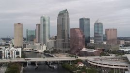 5.7K aerial stock footage of tall skyscrapers in Downtown Tampa, Florida Aerial Stock Footage | DX0003_229_001