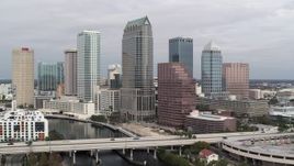 5.7K aerial stock footage a view of skyscrapers while descending, Downtown Tampa, Florida Aerial Stock Footage | DX0003_229_008