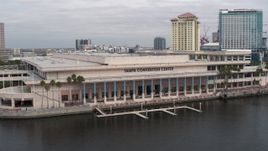 5.7K aerial stock footage of orbiting the Tampa Convention Center, Downtown Tampa, Florida Aerial Stock Footage | DX0003_229_009
