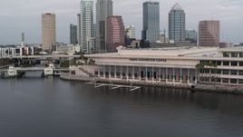 5.7K aerial stock footage of the Tampa Convention Center, Downtown Tampa, Florida Aerial Stock Footage | DX0003_229_012